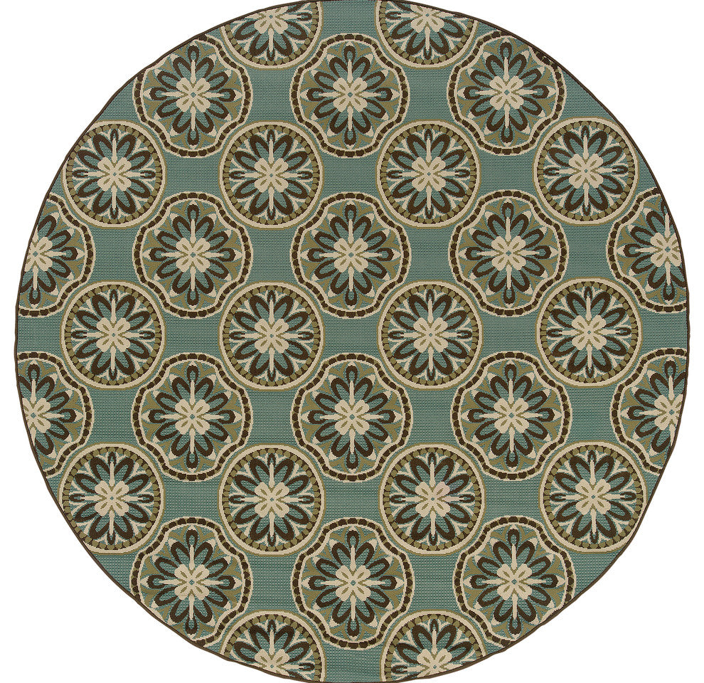 Oriental Weavers Montego 8323L Blue/Ivory Floral Area Rug, 7'10" Round