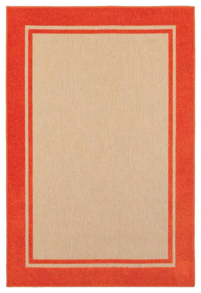 Oriental Weavers Cayman 5594Q Border Area Rug, Sand/Orange, 3'10"x5'5" Rectangle