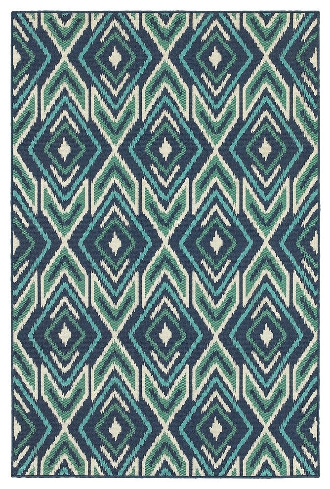 Oriental Weavers Meridian 2209B Geometric Area Rug, Navy/Green, 8'6"x13'