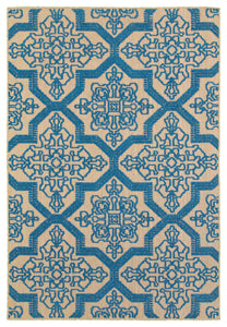 Oriental Weavers Cayman 2541M Geometric Area Rug, Sand/Blue, 5'3"x7'6" Rectangle