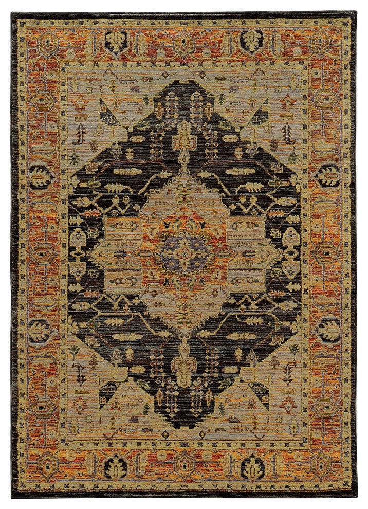 Oriental Weavers Andorra 7138B Oriental Area Rug, Gold/Gray, 6'7"x9'6"