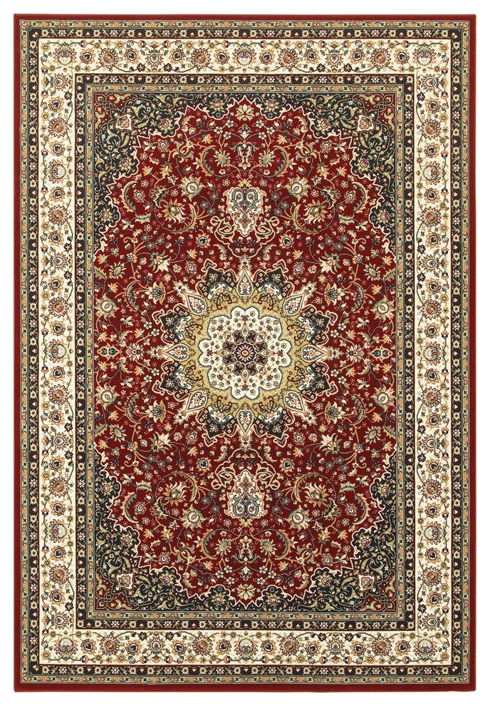 Oriental Weavers Kashan 119N1 Area Rug, Red/Ivory, 6'7"x9'6" Rectangle