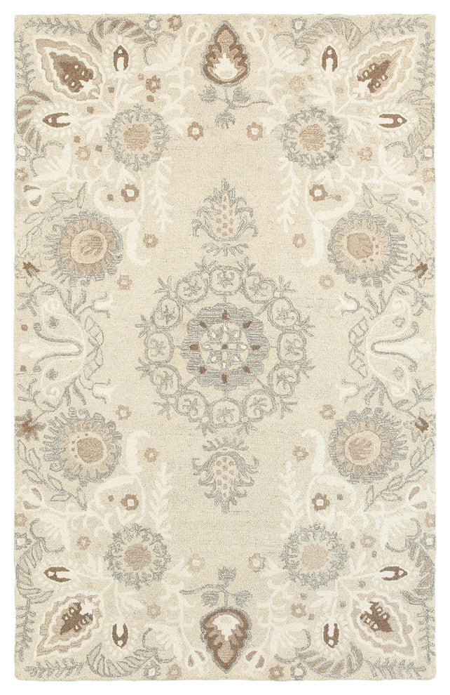 Oriental Weavers Craft Sand/Ash Floral 93000 Area Rug, 2'6"x8' Runner