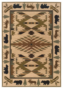 Oriental Weavers Hudson 1072A Southwest/Lodge Area Rug, Ivory/Green, 6'7"x9'6"