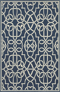 Oriental Weavers Meridian 2205B Geometric Area Rug, Navy/Ivory, 3'7"x5'6"