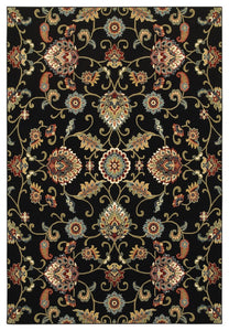 Oriental Weavers Kashan 9946K Floral Area Rug, Black/Multi, 5'3"x7'6" Rectangle