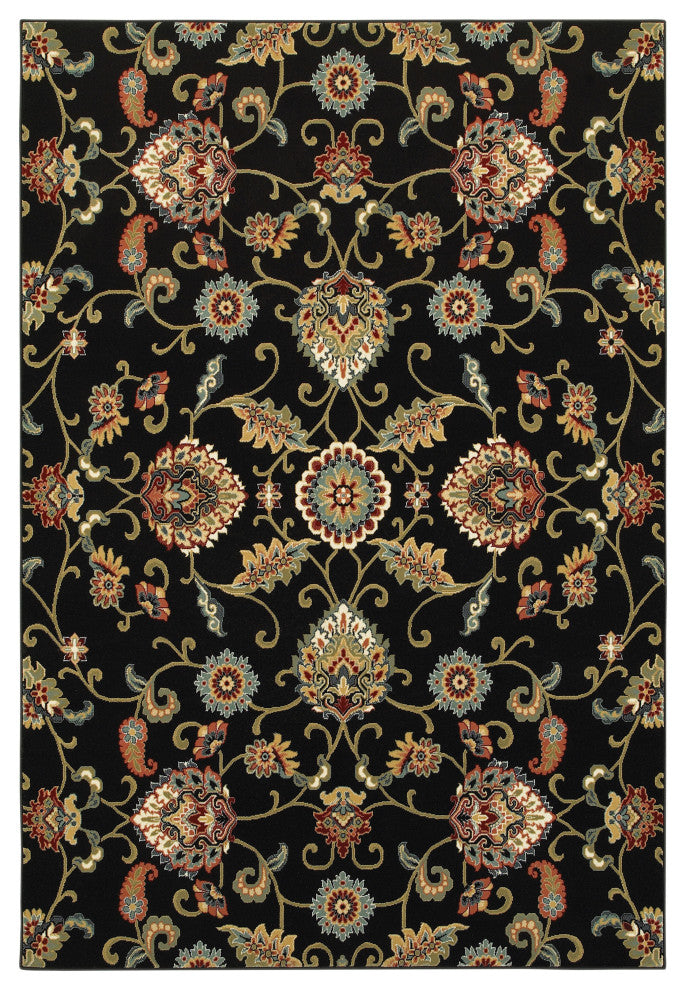 Oriental Weavers Kashan 9946K Floral Area Rug, Black/Multi, 9'10"x12'10"