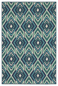 Oriental Weavers Meridian 2209B Geometric Area Rug, Navy/Green, 3'7"x5'6"