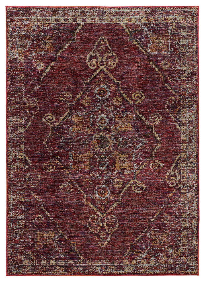 Oriental Weavers Andorra 7135E Oriental Area Rug, Red/Gold, 3'3"x5'2"