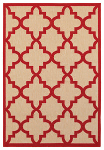 Oriental Weavers Cayman 660R9 Geometric Area Rug, Sand/Red, 5'3"x7'6" Rectangle