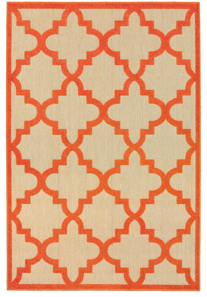 Oriental Weavers Cayman 660O9 Geometric Area Rug, Sand/Orange, 7'10"x10'10"