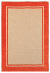 Oriental Weavers Cayman 5594Q Border Area Rug, Sand/Orange, 6'7"x9'6" Rectangle