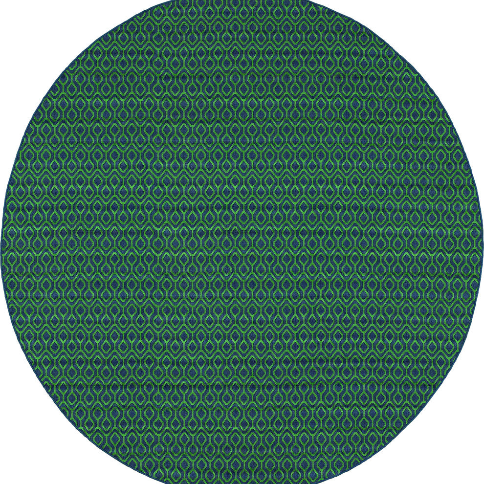 Oriental Weavers Meridian 1634Q Navy/Green Geometric Area Rug, 7'10" Round