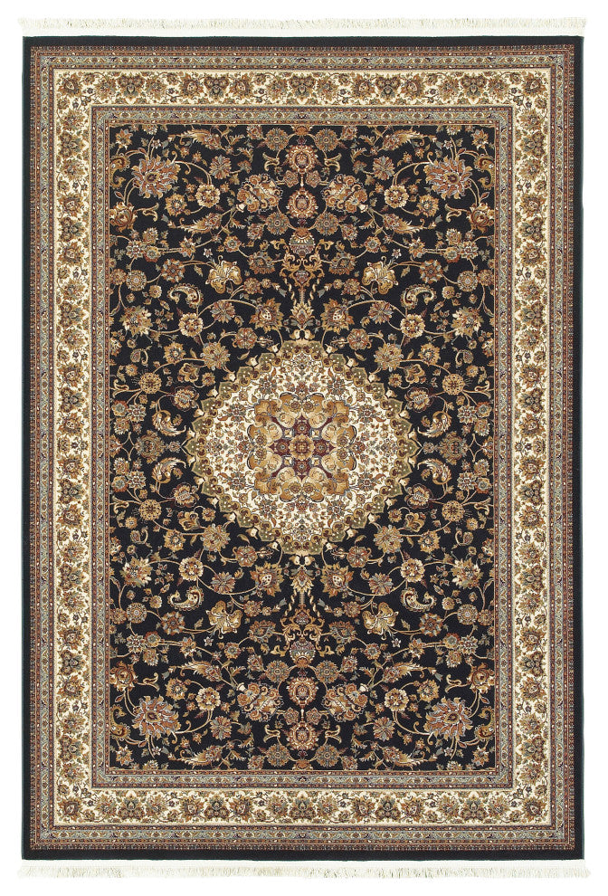 Oriental Weavers Masterpiece 033B2 Area Rug, Black/Ivory, 5'3"x7'6" Rectangle