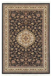 Oriental Weavers Masterpiece 033B2 Area Rug, Black/Ivory, 5'3"x7'6" Rectangle