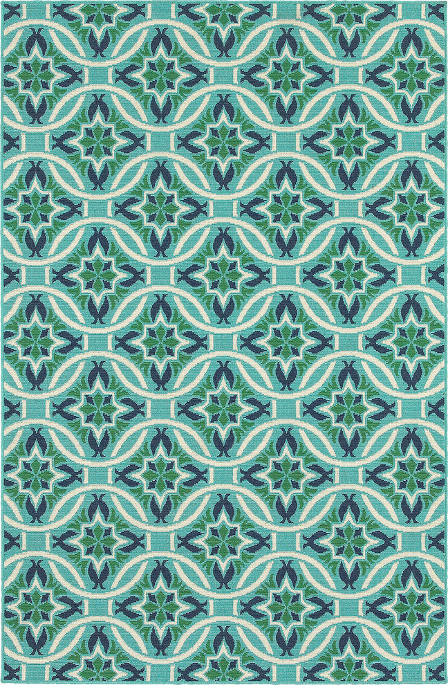 Oriental Weavers Meridian 5868L Floral Area Rug, Blue/Green, 6'7"x9'6" Rectangle