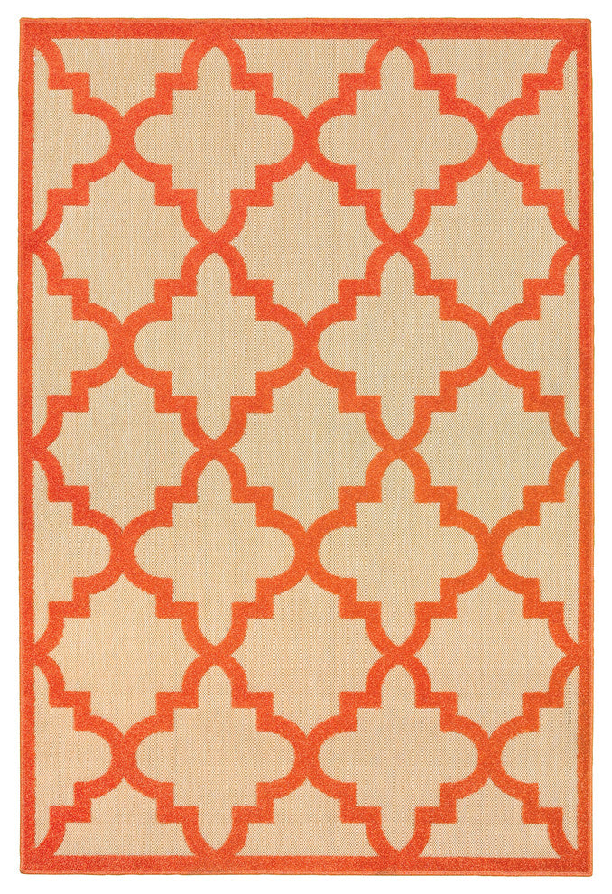 Oriental Weavers Cayman 660O9 Geometric Area Rug, Sand/Orange, 3'10"x5'5"