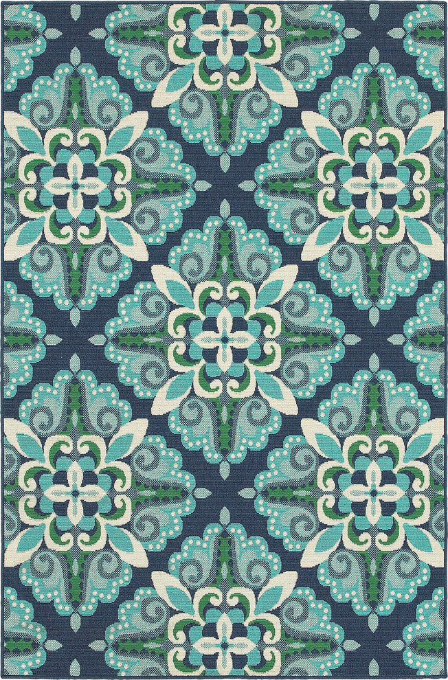 Oriental Weavers Meridian 2206B Medallion Area Rug, Blue/Green, 2'3"x7'6" Runner