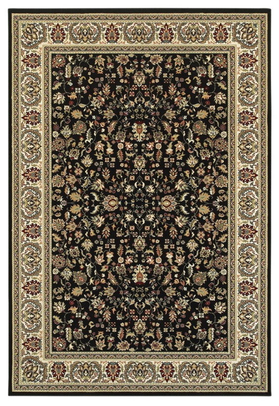 Oriental Weavers Kashan 108B1 Area Rug, Black/Ivory, 7'10"x10'10" Rectangle