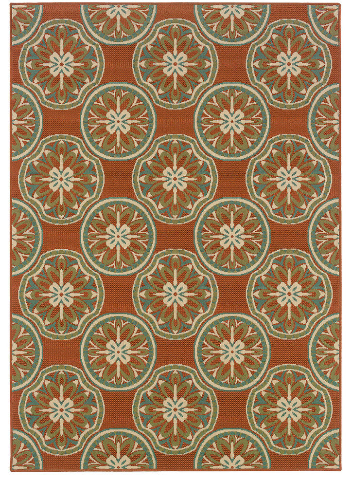 Oriental Weavers Montego 8323D Floral Area Rug, Orange/Ivory, 6'7"x9'6"