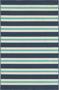 Oriental Weavers Meridian 5701B Stripe Area Rug, Blue/Ivory, 5'3"x7'6" Rectangle