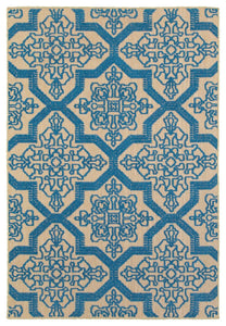 Oriental Weavers Cayman 2541M Geometric Area Rug, Sand/Blue, 9'10"x12'10"