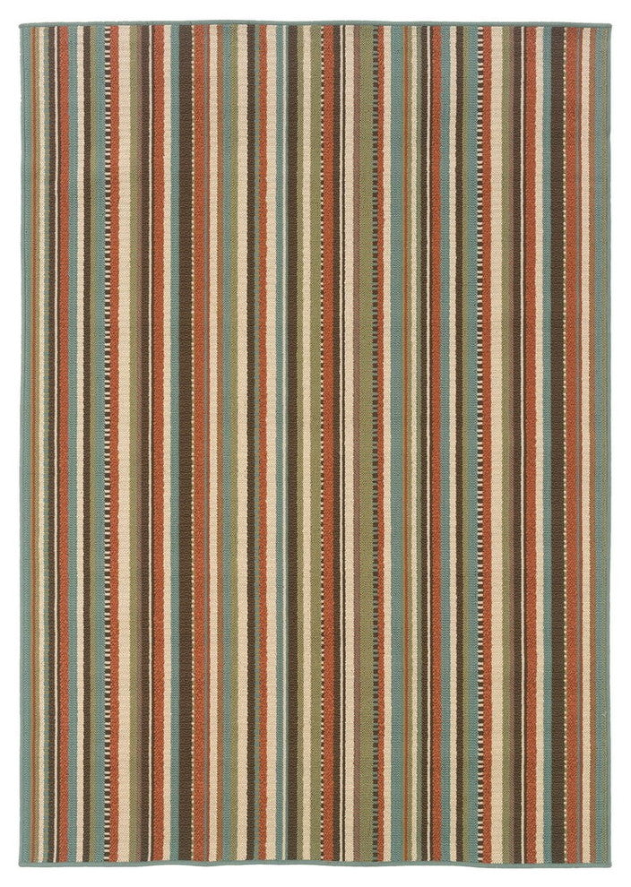 Oriental Weavers Montego 6996C Stripes Area Rug, Green/Blue, 6'7"x9'6" Rectangle