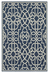 Oriental Weavers Meridian 2205B Geometric Area Rug, Navy/Ivory, 5'3"x7'6"