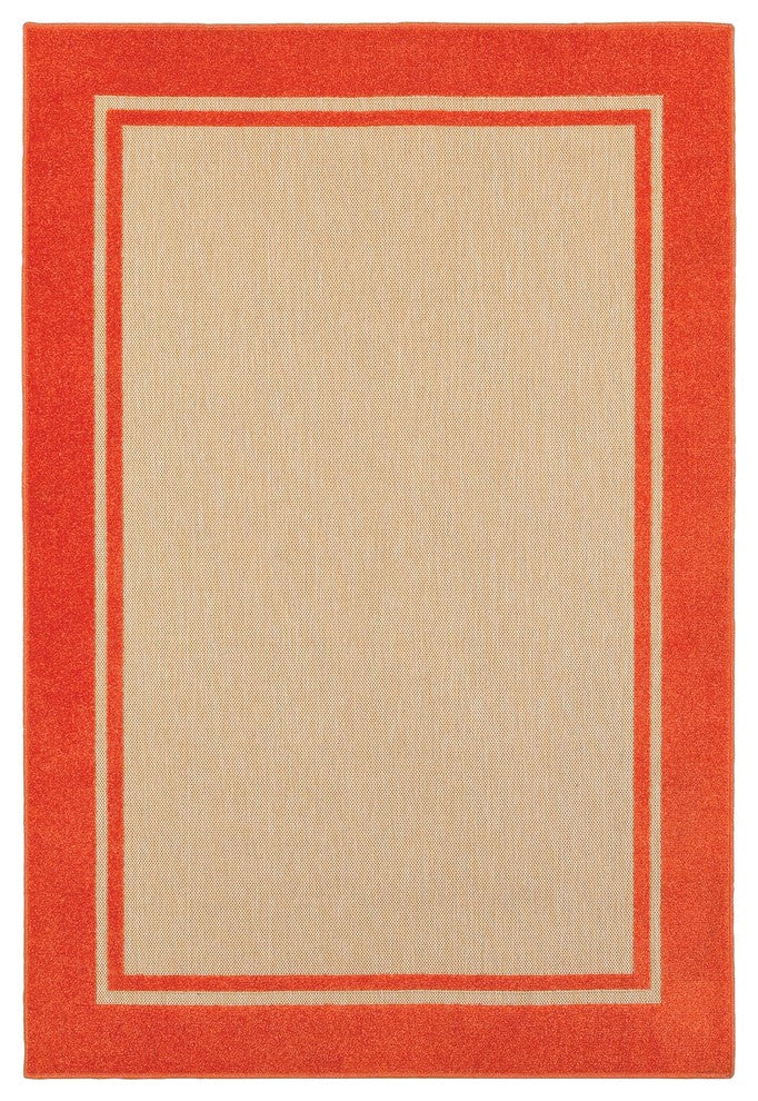 Oriental Weavers Cayman Sand/Orange Border 5594Q Area Rug, Runner 2'3"x7'6"