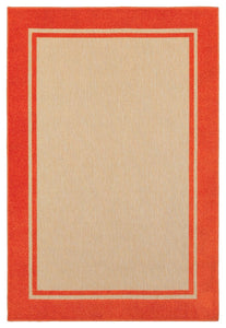 Oriental Weavers Cayman Sand/Orange Border 5594Q Area Rug, Runner 2'3"x7'6"