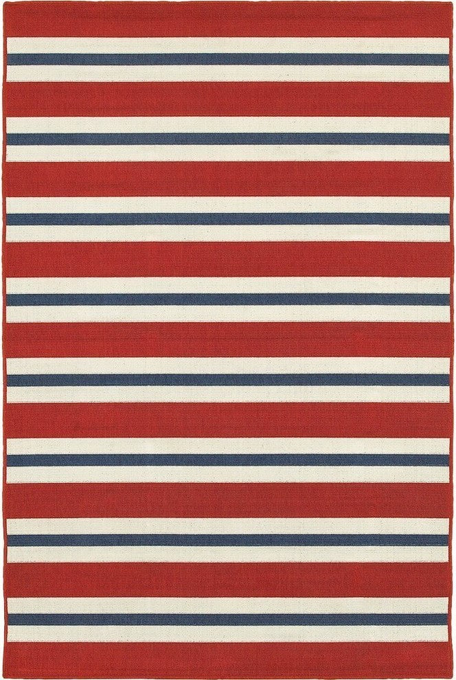 Oriental Weavers Meridian 5701R Stripe Area Rug, Red/Blue, 5'3"x7'6" Rectangle