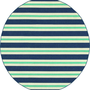 Oriental Weavers Meridian 5701B Blue/Ivory Stripe Area Rug, 7'10" Round