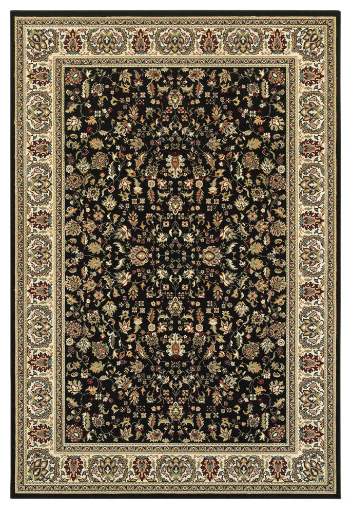 Oriental Weavers Kashan 108B1 Area Rug, Black/Ivory, 1'10"x3' Rectangle