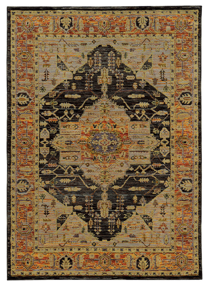 Oriental Weavers Andorra Gold/Gray Oriental 7138B Area Rug, Runner 2'3"x8'