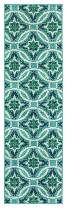 Oriental Weavers Meridian Blue/Green Floral 5868L Area Rug, Runner 2'3"x7'6"