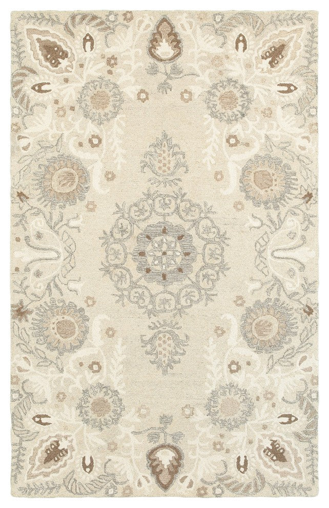 Oriental Weavers Craft Sand/Ash Floral 93000 Area Rug, 5'x8' Rectangle