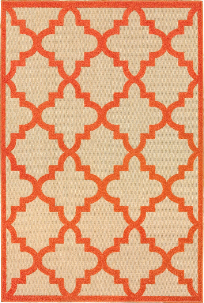 Oriental Weavers Cayman 660O9 Geometric Area Rug, Sand/Orange, 5'3"x7'6"