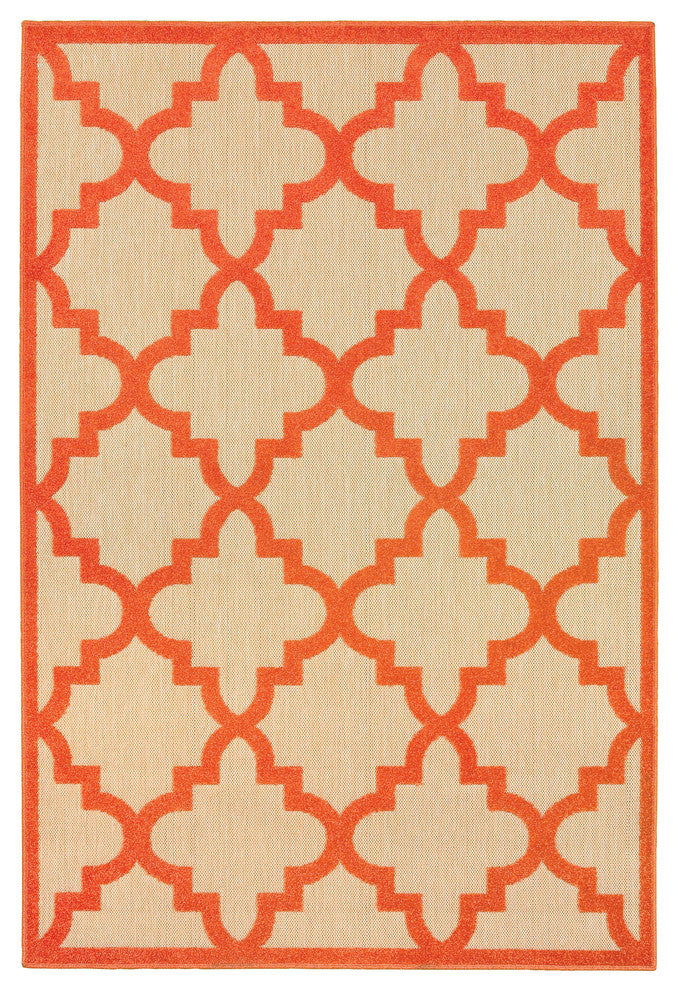 Oriental Weavers Cayman 660O9 Geometric Area Rug, Sand/Orange, 6'7"x9'6"