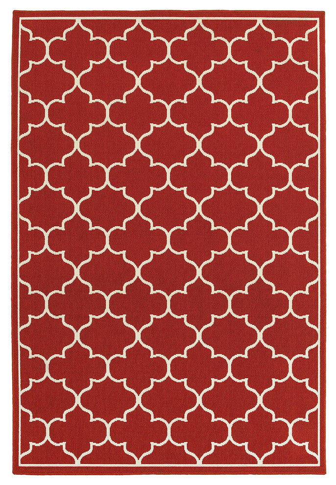 Oriental Weavers Meridian 1295R Lattice Area Rug, Red/Ivory, 7'10"x10'10"