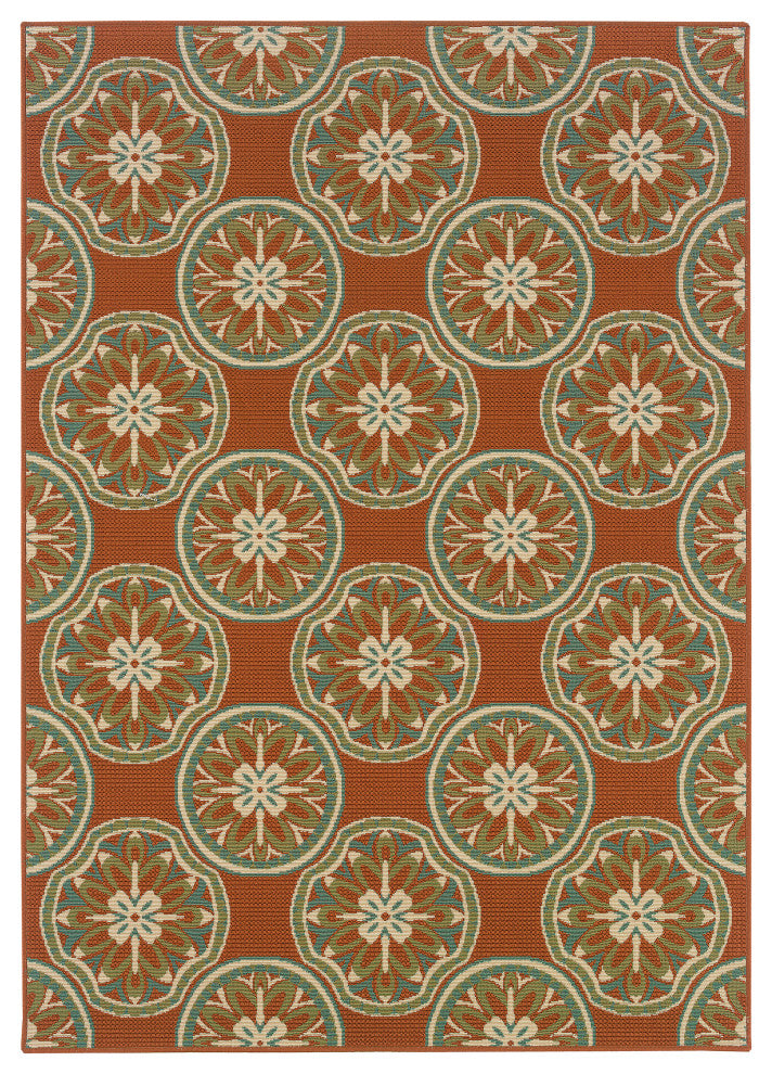 Oriental Weavers Montego 8323D Floral Area Rug, Orange/Ivory, 2'5"x4'5"