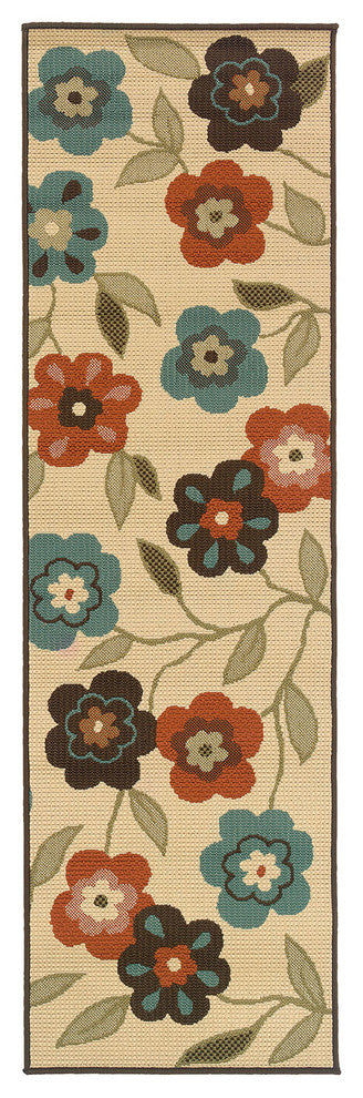 Oriental Weavers Montego Ivory/Brown Floral 2267Y Area Rug, 2'3"x7'6" Runner