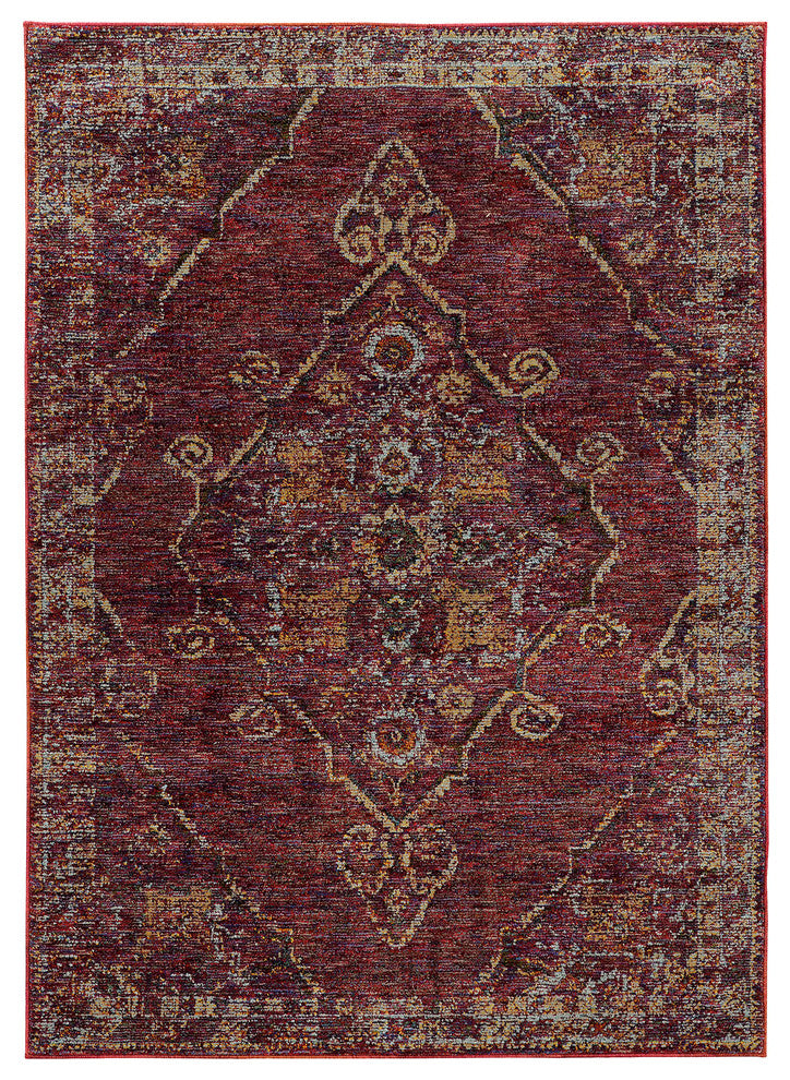 Oriental Weavers Andorra Red/Gold Oriental 7135E Area Rug, Runner 2'3"x8'