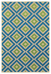 Oriental Weavers Cayman 2063Z Geometric Area Rug, Sand/Blue, 5'3"x7'6" Rectangle