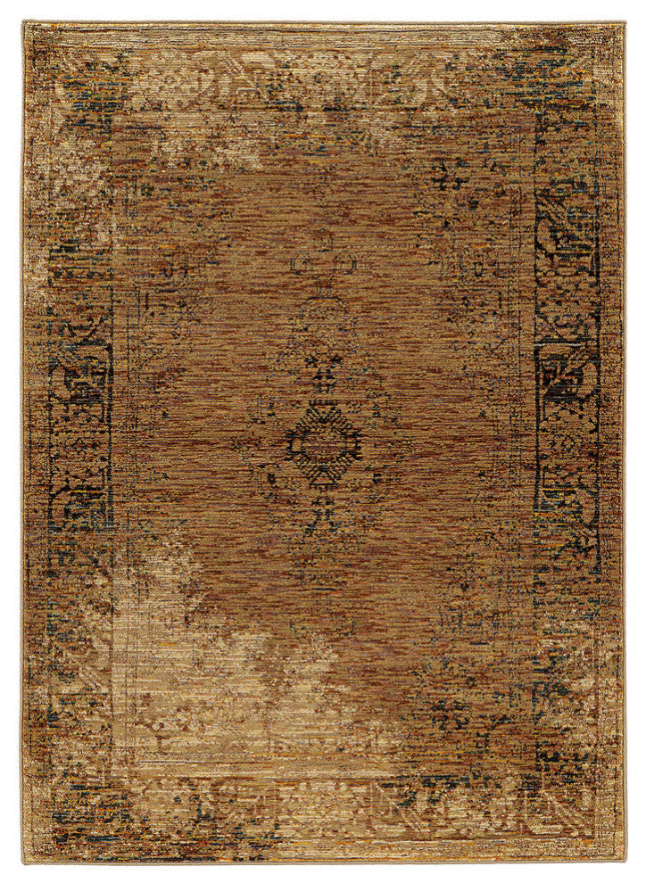 Oriental Weavers Andorra Gold/Brown Oriental 6845D Area Rug, Runner 2'3"x8'