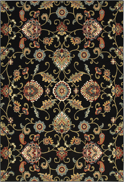 Oriental Weavers Kashan 9946K Floral Area Rug, Black/Multi, 1'10"x3' Rectangle