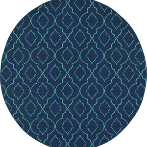 Oriental Weavers Meridian 7541B Navy/Blue Lattice Area Rug, 7'10" Round