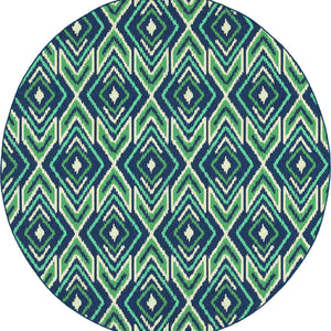 Oriental Weavers Meridian 2209B Navy/Green Geometric Area Rug, 7'10" Round