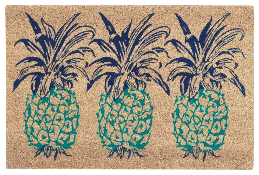 Waverly Greetings Pineapple Aqua Doormat by Nourison, Rectangular 2'x3'