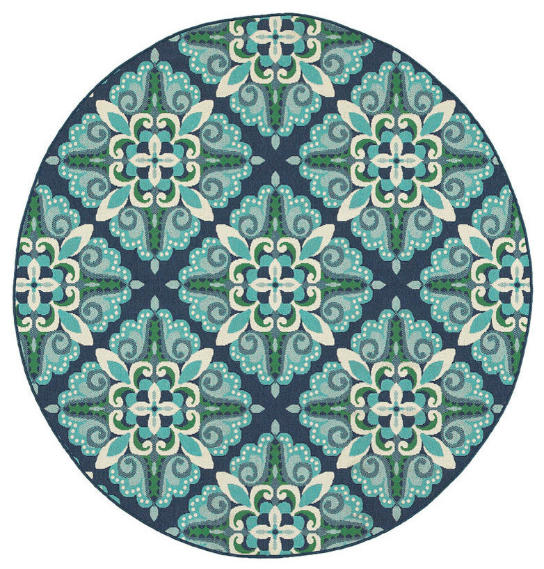 Oriental Weavers Meridian 2206B Medallion Area Rug, Blue/Green, 8'6"x13'