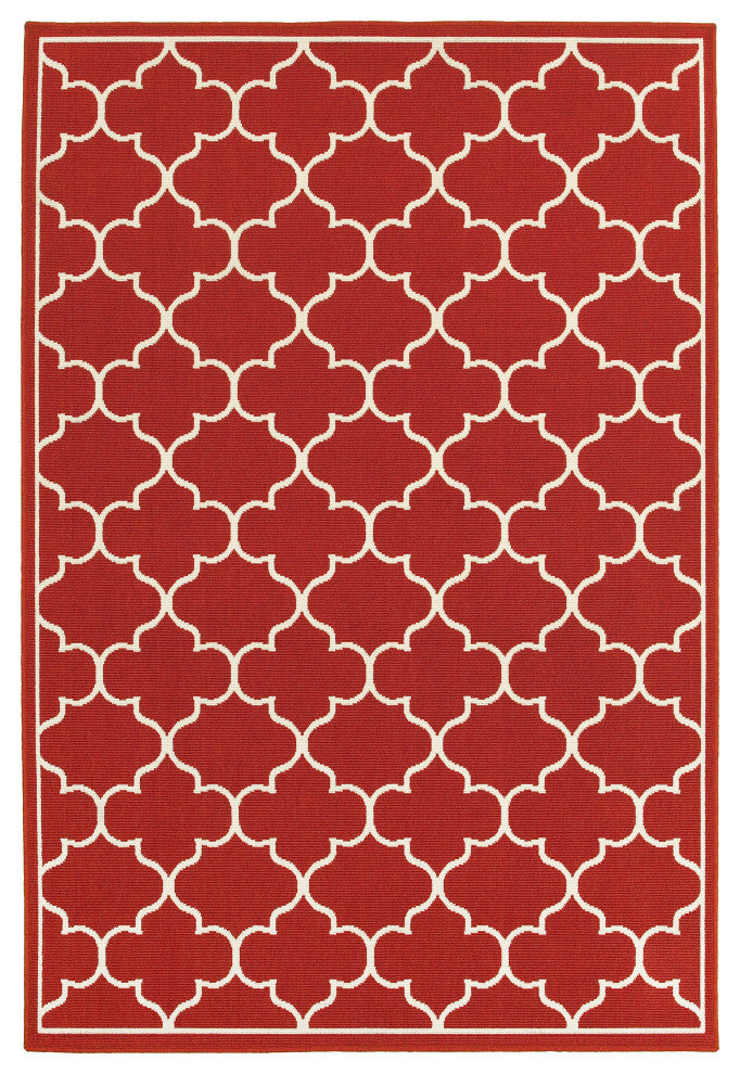 Oriental Weavers Meridian 1295R Lattice Area Rug, Red/Ivory, 5'3"x7'6"